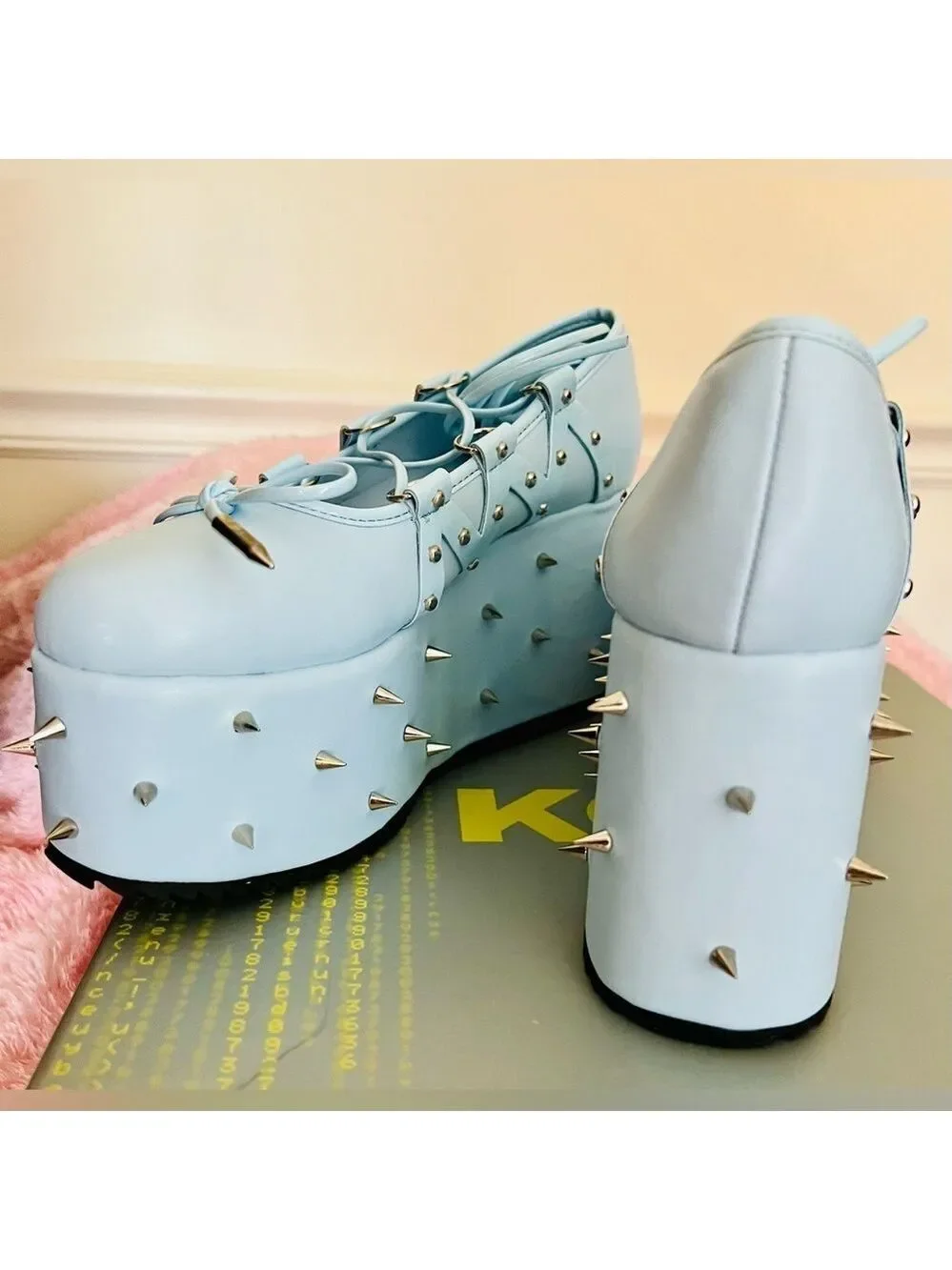 NIB Size 7 Dolls Kill KOI Footwear Zorina Lace Up Platform Ballet Shoes in Blue